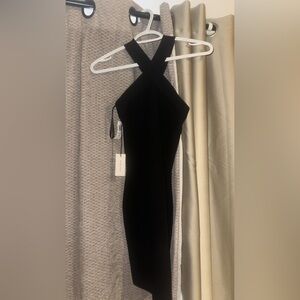 Babaton Black Halter Shoulder Dress